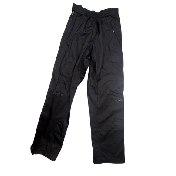Marmot Waterproof Shell Pants Men’s Small Black Ripstop Full Zip Adjustable - Picture 2 of 16